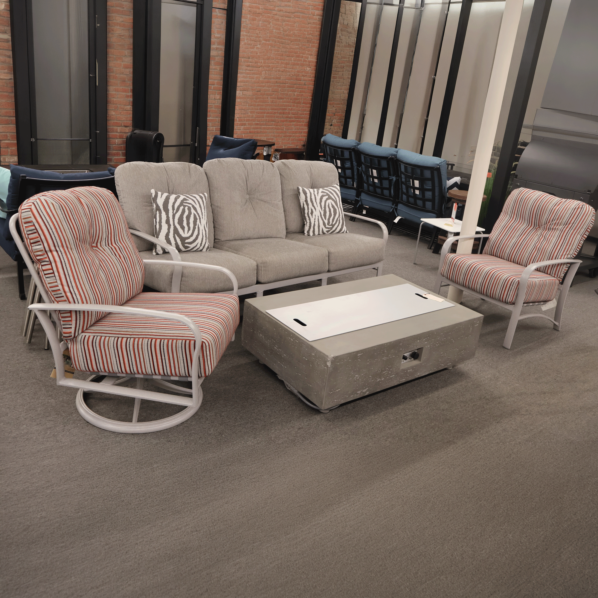 Fremont Patio Seating Set with Sofa, Arm Chair, and Swivel Chair