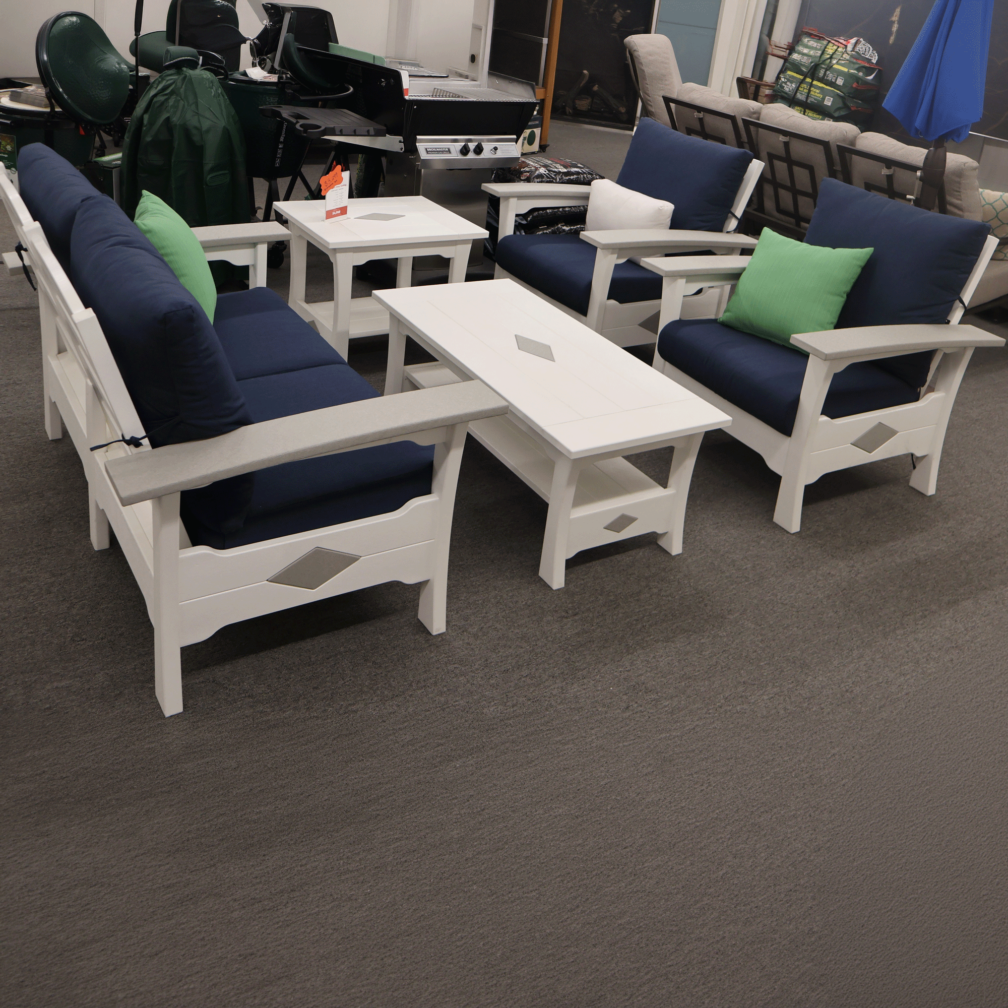 Colonial Road Patio Deep Seating Set with Loveseat, Chairs, Coffee Table, and Side Table