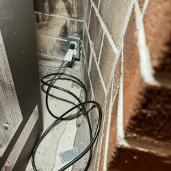 Electrical outlet wired inside an existing masonry fireplace to power the blower for a wood insert installation in Norristown, PA