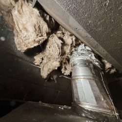 Stainless steel chimney liner with insulation being installed inside an existing masonry flue for a wood insert in Norristown, PA